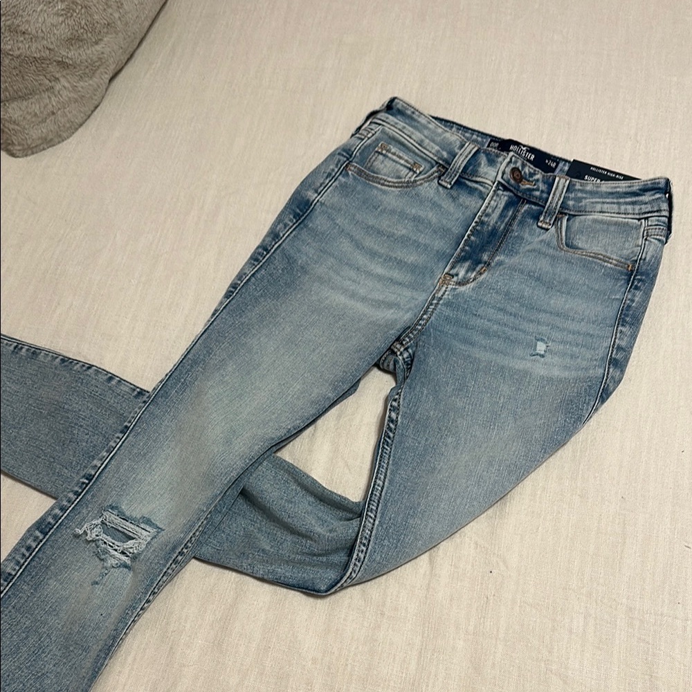 Hollister Blue Skinny Jeans with Distressing